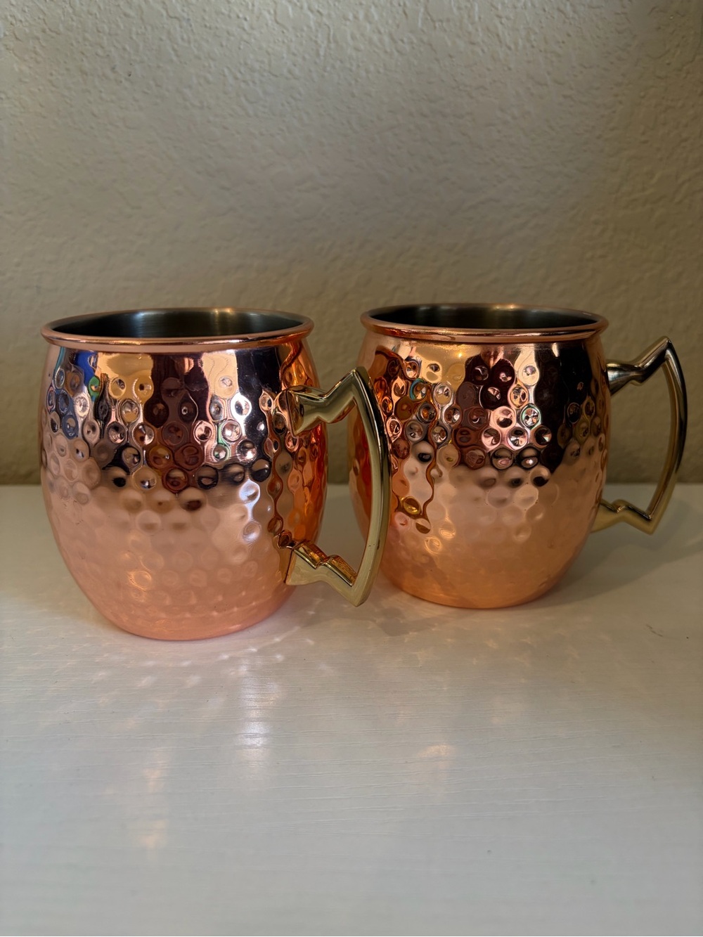 Godinger Hammered Copper Moscow Mule Mugs with Gold Handles - Set of 2